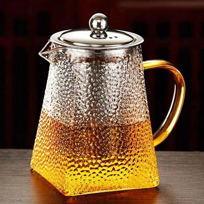 Hammer Glass Teapot With Stainless Steel Filter Heat Resistant Teapot by Bowlift
