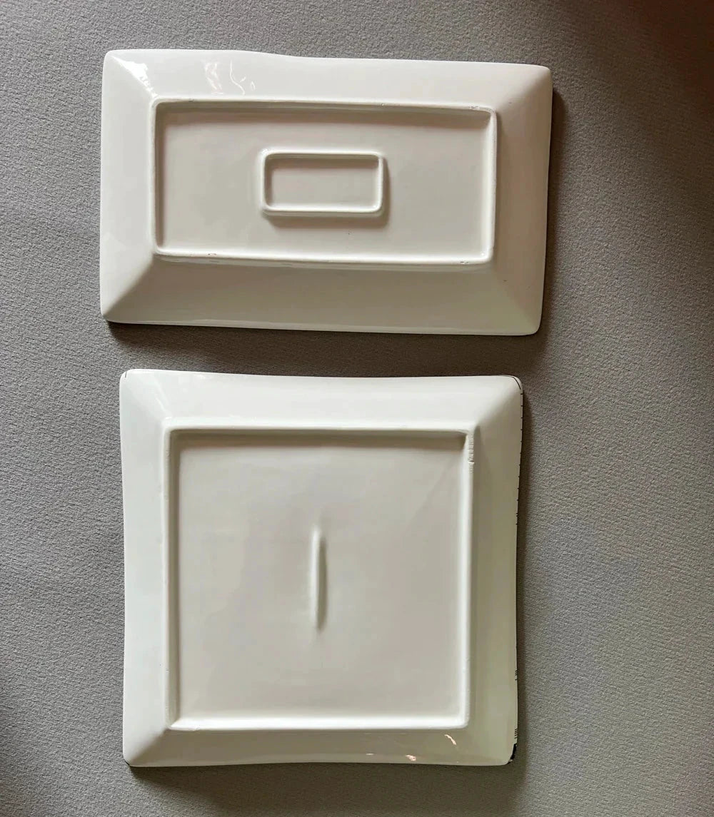Handmade Ceramic Neuschwanstein Castle Building Rectangle Plate by Bowlift