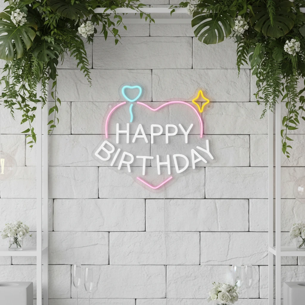 Heart Happy Birthday Neon Signs by Neonchics