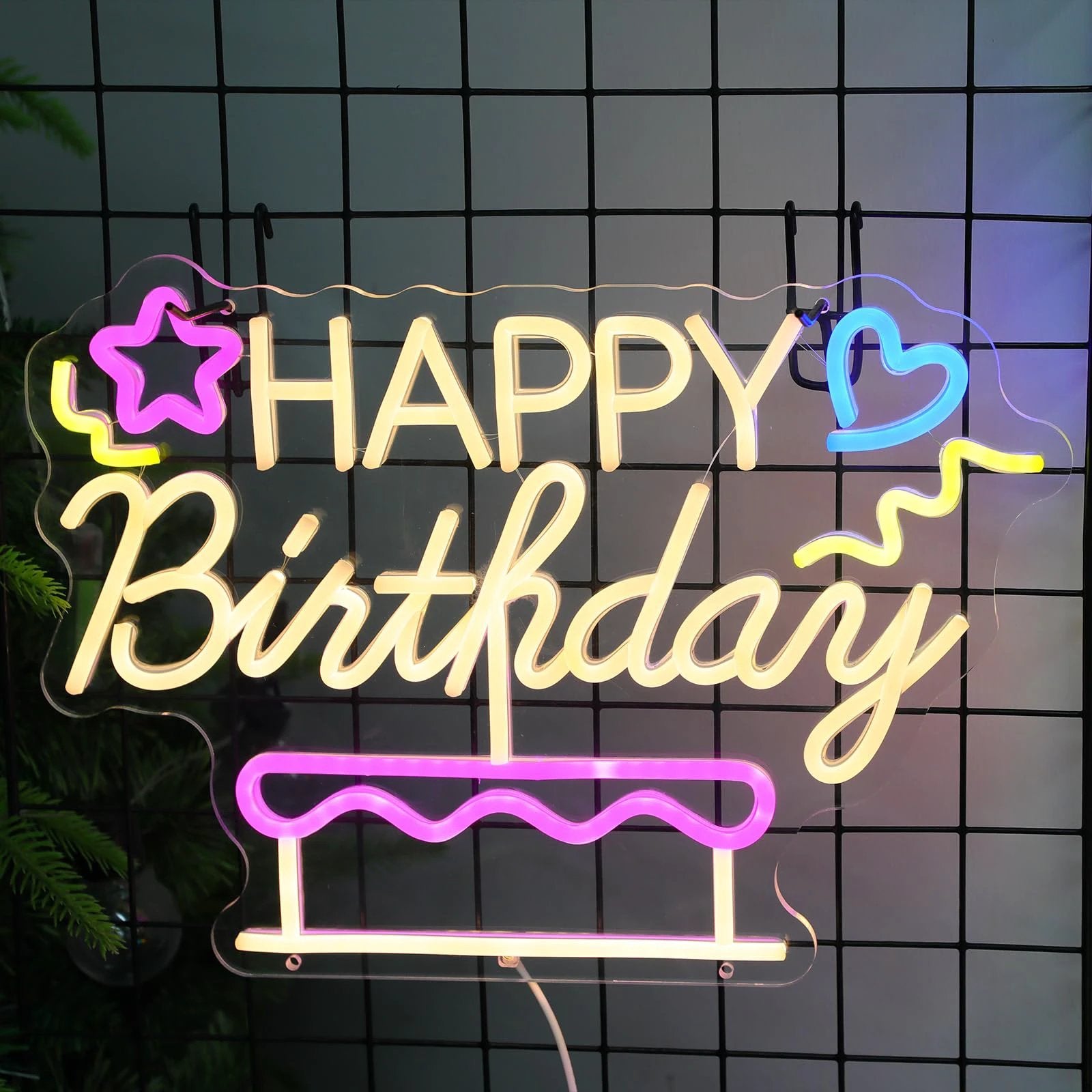 Happy Birthday&Cake Neon Sign by Neonchics