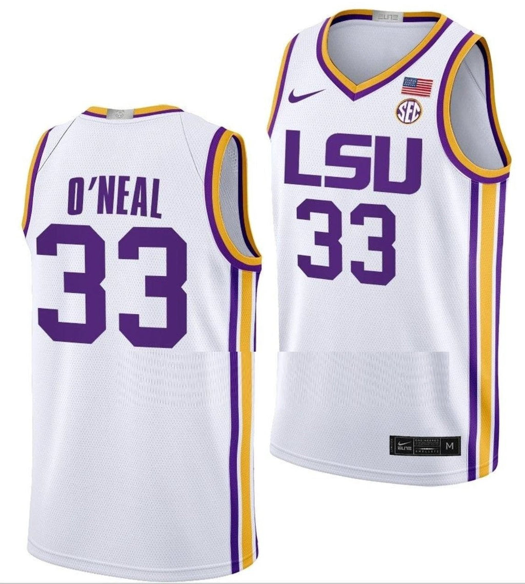 haquille O'Neal Jersey LSU Tigers College Basketball Limited White #33 by My store basketball