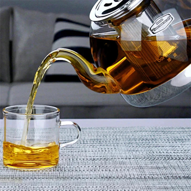 Heat Resistant Clear Glass Teapot Household Thickened Tea Kettle by Bowlift