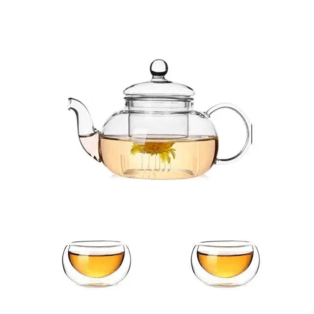 Heat Resistant Glass Tea Pot Glass Teapot with Infuser Tea Pot Set by Bowlift