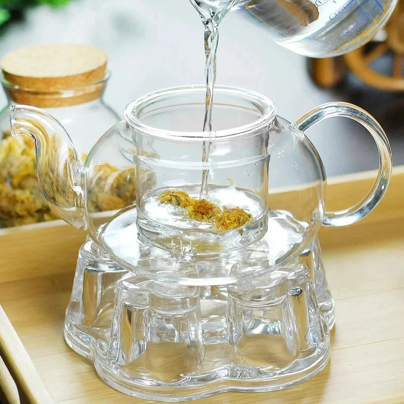 Heat Resistant Glass Tea Pot Glass Teapot with Infuser Tea Pot Set by Bowlift