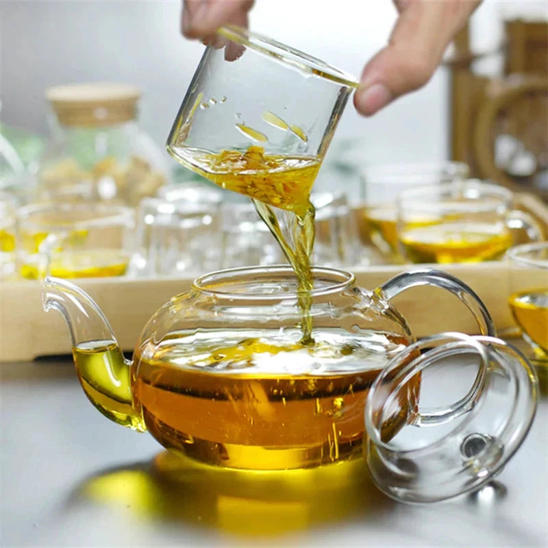 Heat Resistant Glass Tea Pot Glass Teapot with Infuser Tea Pot Set by Bowlift