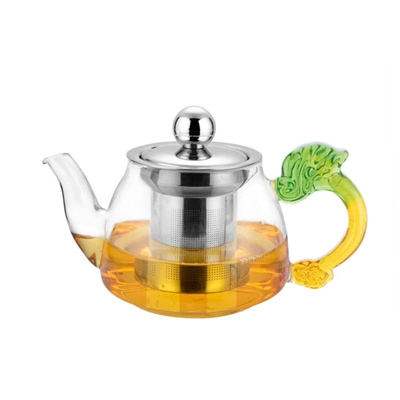 Heat Resistant Glass Tea Pot with Stainless Steel Infuser Glass Kettle by Bowlift
