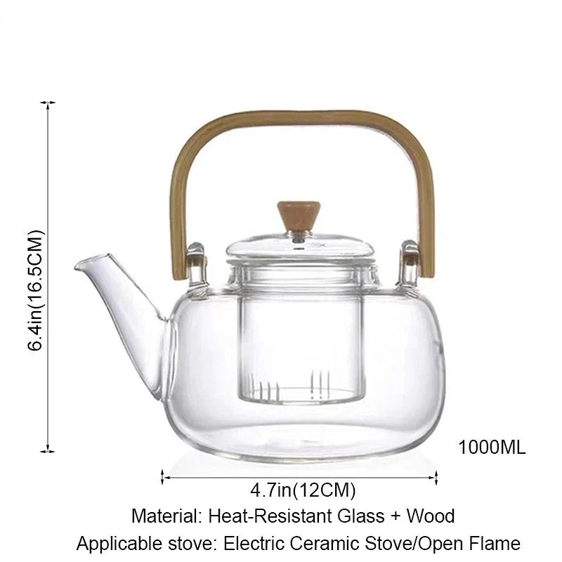 Heat-Resistant Glass Teapot with Container Ceramic Teapot Holder Base by Bowlift