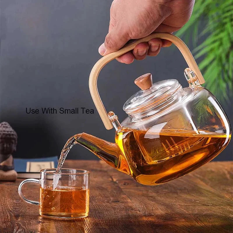 Heat-Resistant Glass Teapot with Container Ceramic Teapot Holder Base by Bowlift