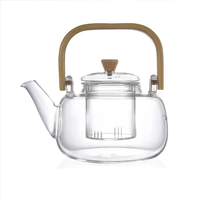 Heat-Resistant Glass Teapot with Container Ceramic Teapot Holder Base by Bowlift