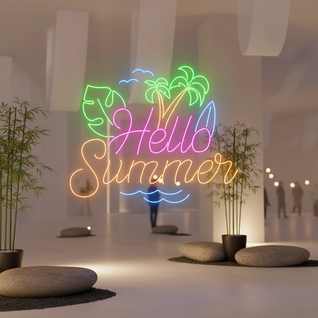 Hello Sunshine Neon Sign Summer Palm Tree Neon Sign by Neonchics