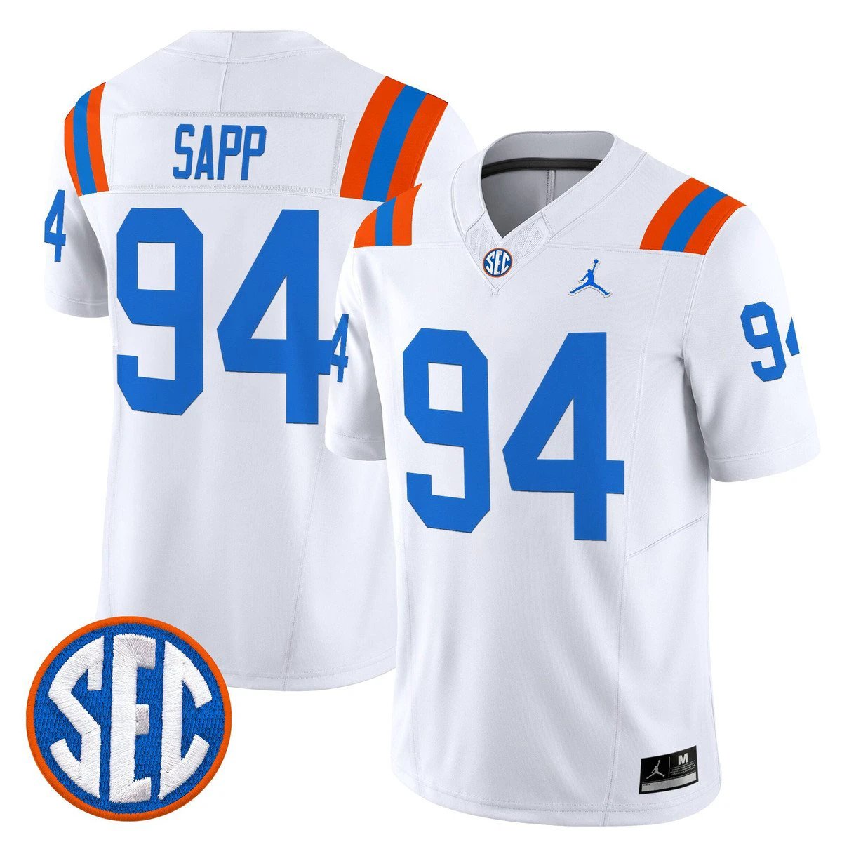 Tyreak Sapp Jersey #94 Florida Gators 1960s Throwback Vapor Limited White by My Store NCAA Football Jerseys