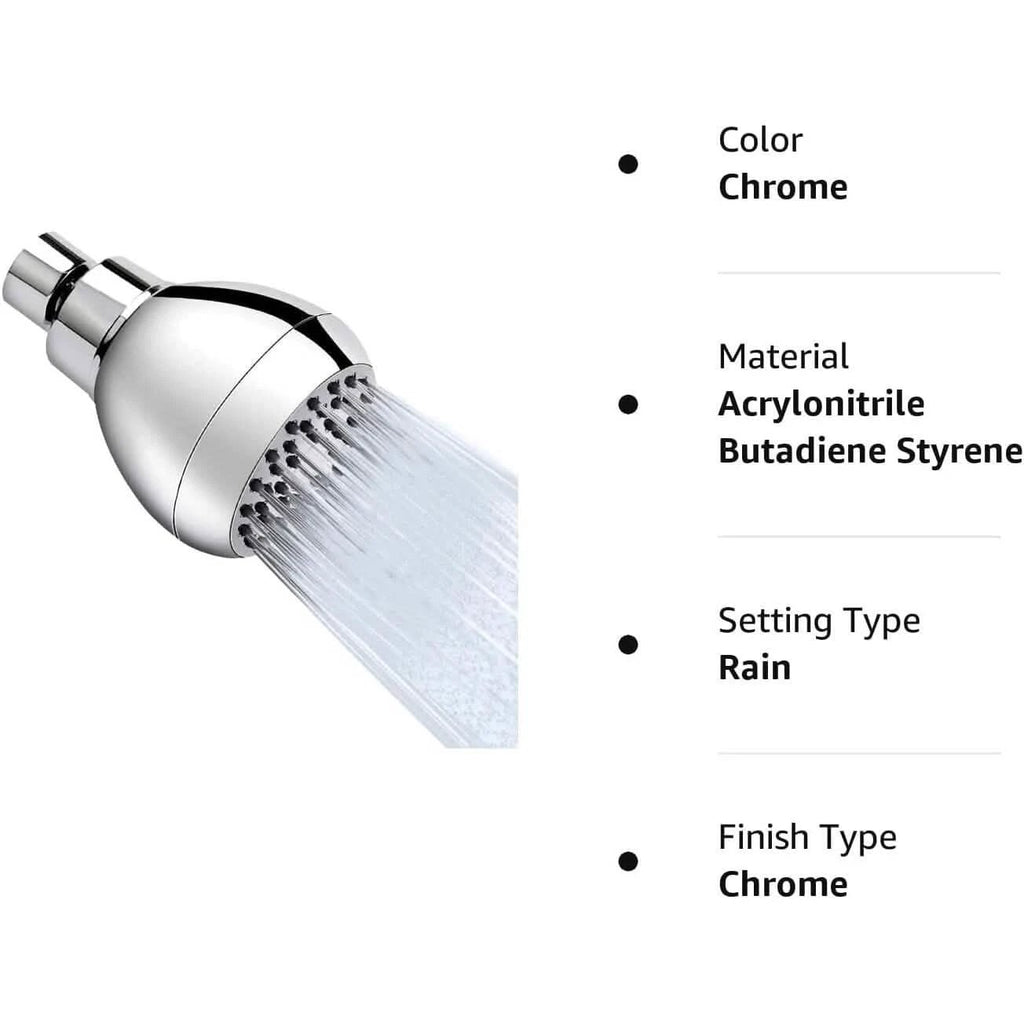High Pressure Showerhead 3" Anti-Clog Anti-Leak Fixed with Adjustable Swivel Ball Joint Made of Brass by BowLift