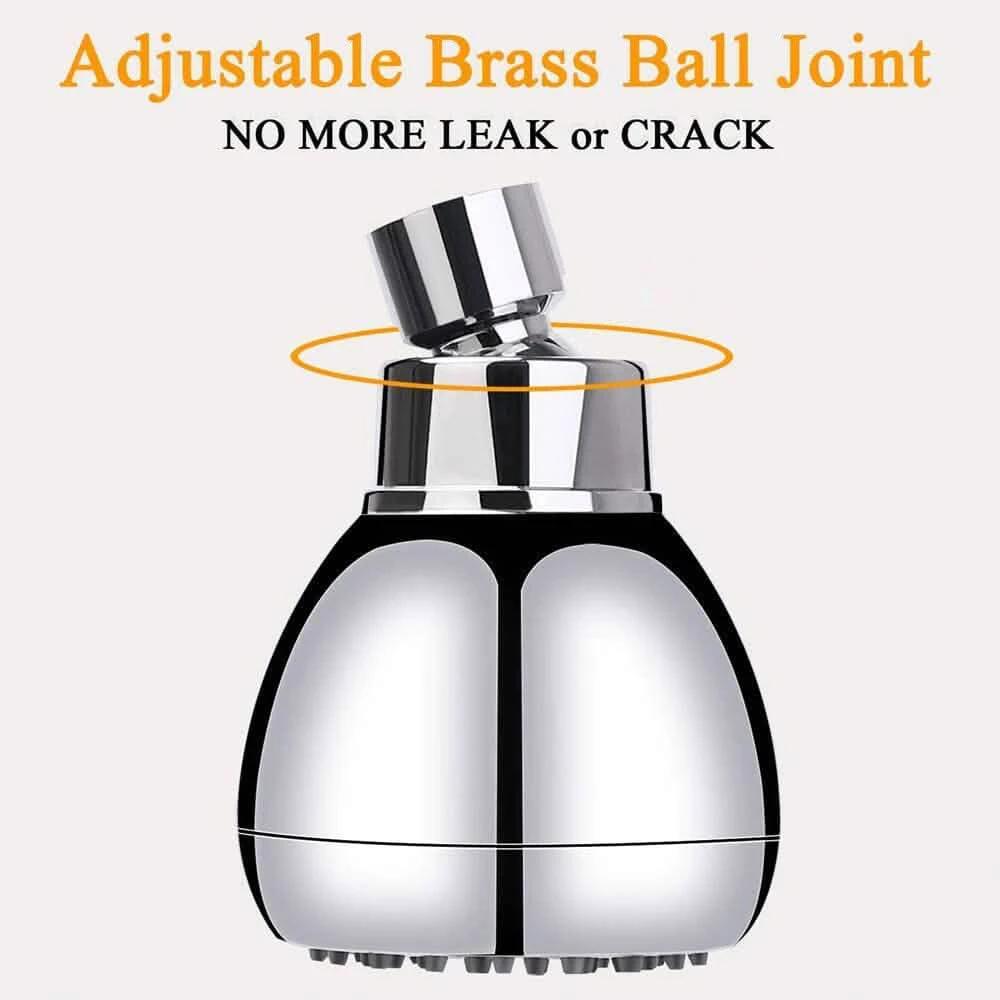 High Pressure Showerhead 3" Anti-Clog Anti-Leak Fixed with Adjustable Swivel Ball Joint Made of Brass by BowLift