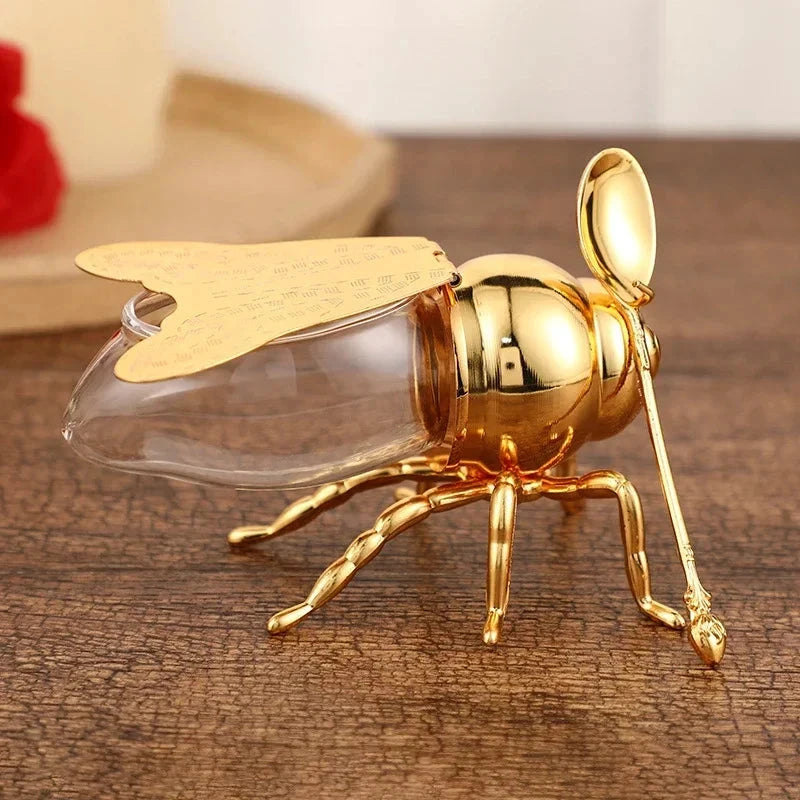 Honeybee Sugar Jar with Spoon Kitchen Pot Container Kitchen Tableware by Bowlift
