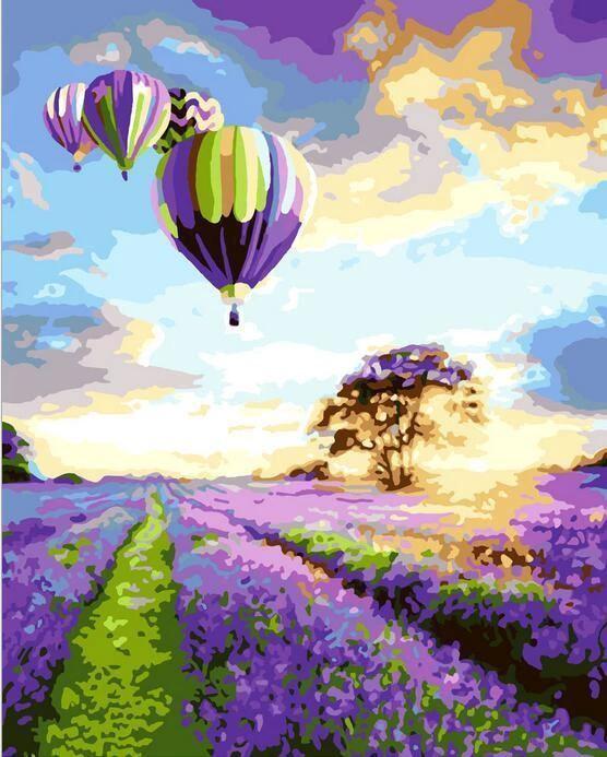 Hot Air Balloon Lavender Field - Van-Go Paint-By-Number Kit by Bowlift