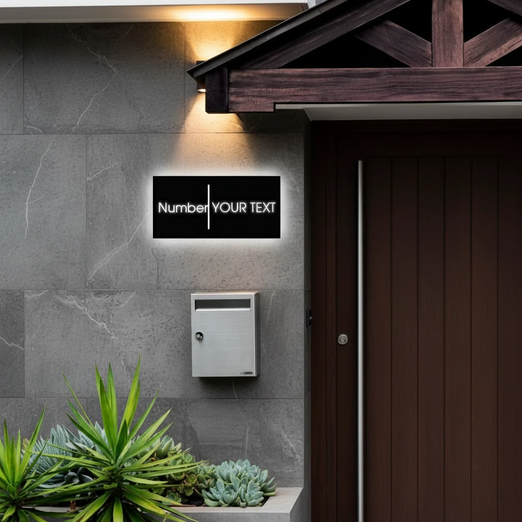 Custom Led Address Number Sign House Sign Light Box by Neonchics