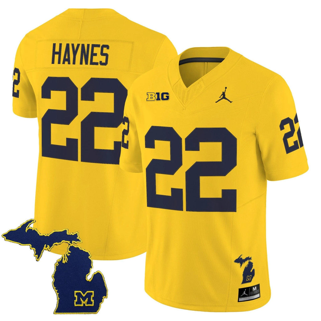 Justice Haynes Jersey #22 Michigan Wolverines 2025 Limited V2 Stitched Maize by My Store NCAA Football Jerseys