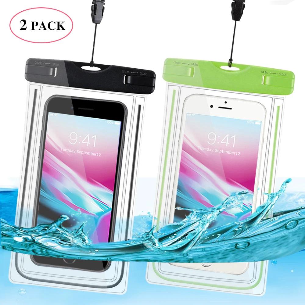 Universal Waterproof Case, Waterproof Phone Pouch Dry Bag IPX8 Luminous for iPhone X/8/8plus/7/7plus/6s/6/6s plus Samsung galaxy s8/s7 Google Pixel HTC10 by flagsshop