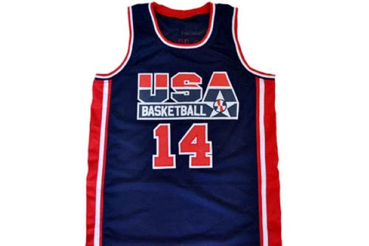Charles Barkley Jersey #14 Team USA Basketball Navy Blue by My store basketball