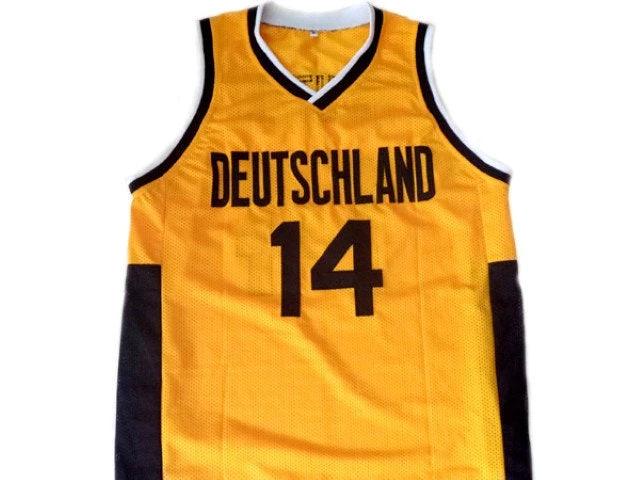 Dirk Nowitzki Jersey #14 Team Deutschland Germany Basketball Yellow by My store basketball