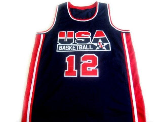 John Stockton Jersey #12 Team USA Basketball Navy Blue by My store basketball