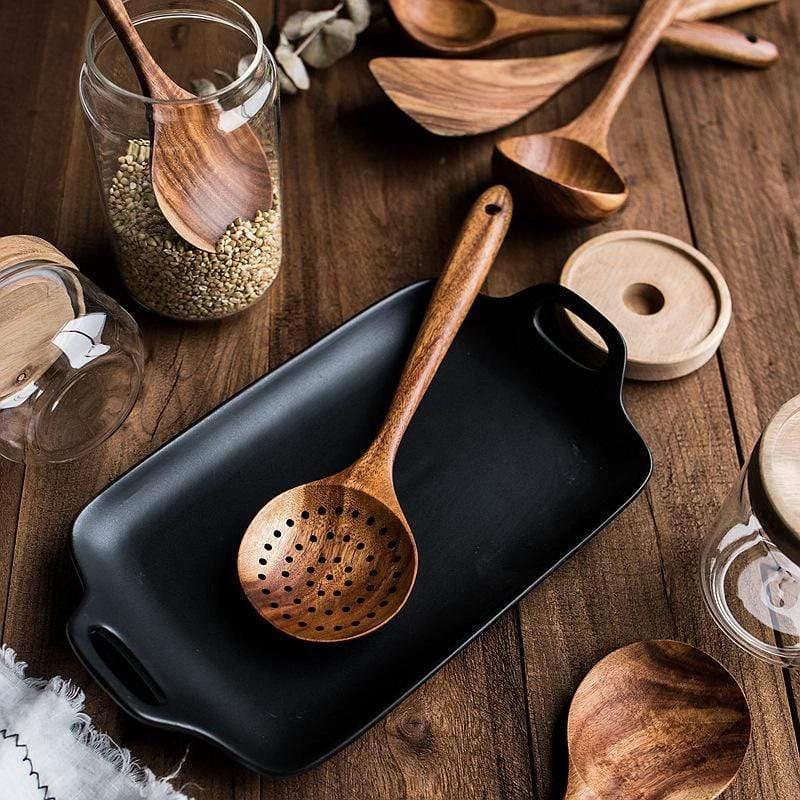 Handmade Teak Wooden Kitchen Utensils | 7 Sets by Casa & Beyond
