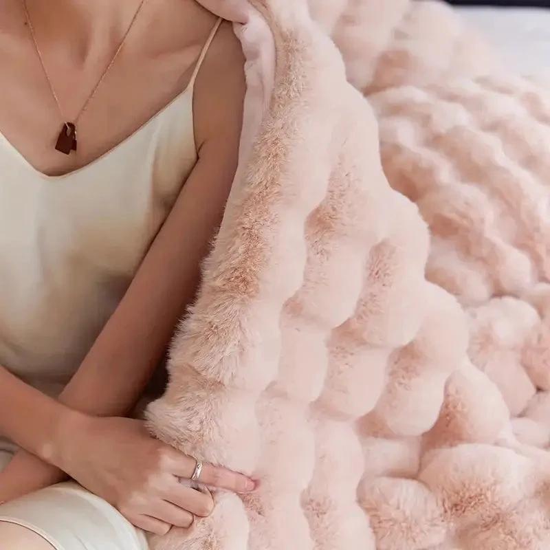 Rabbit Faux-Fur Blanket Throw by Casa & Beyond