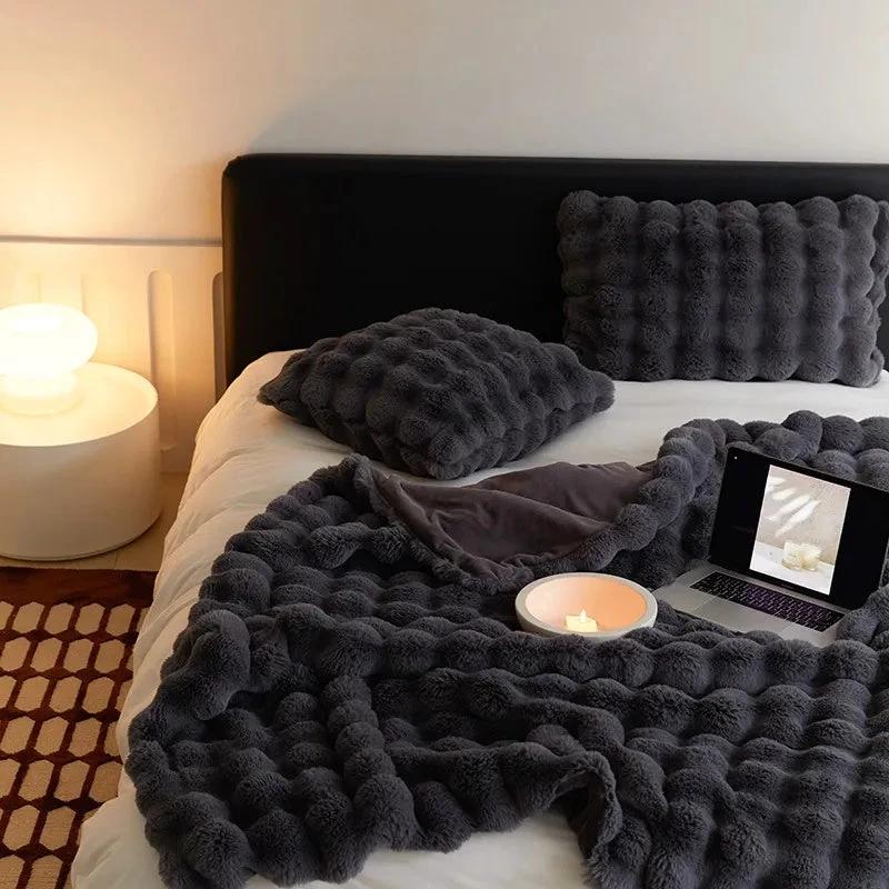 Rabbit Faux-Fur Blanket Throw by Casa & Beyond