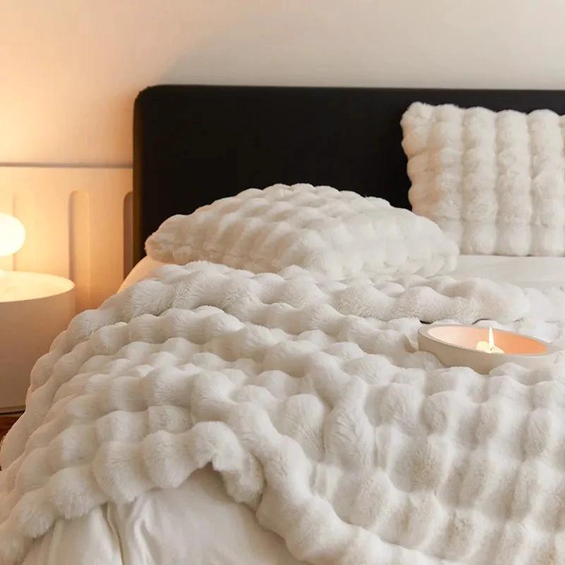Rabbit Faux-Fur Blanket Throw by Casa & Beyond