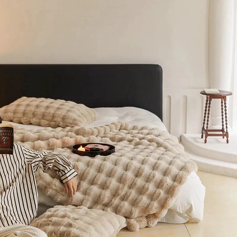 Rabbit Faux-Fur Blanket Throw by Casa & Beyond
