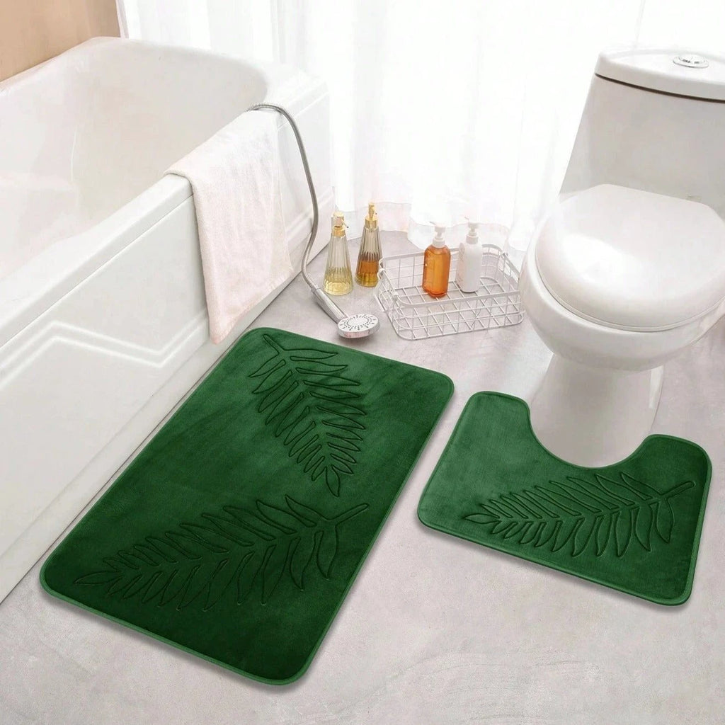 Lush Leaf Comfort Bath Mat Set - 2Pcs by Casa & Beyond
