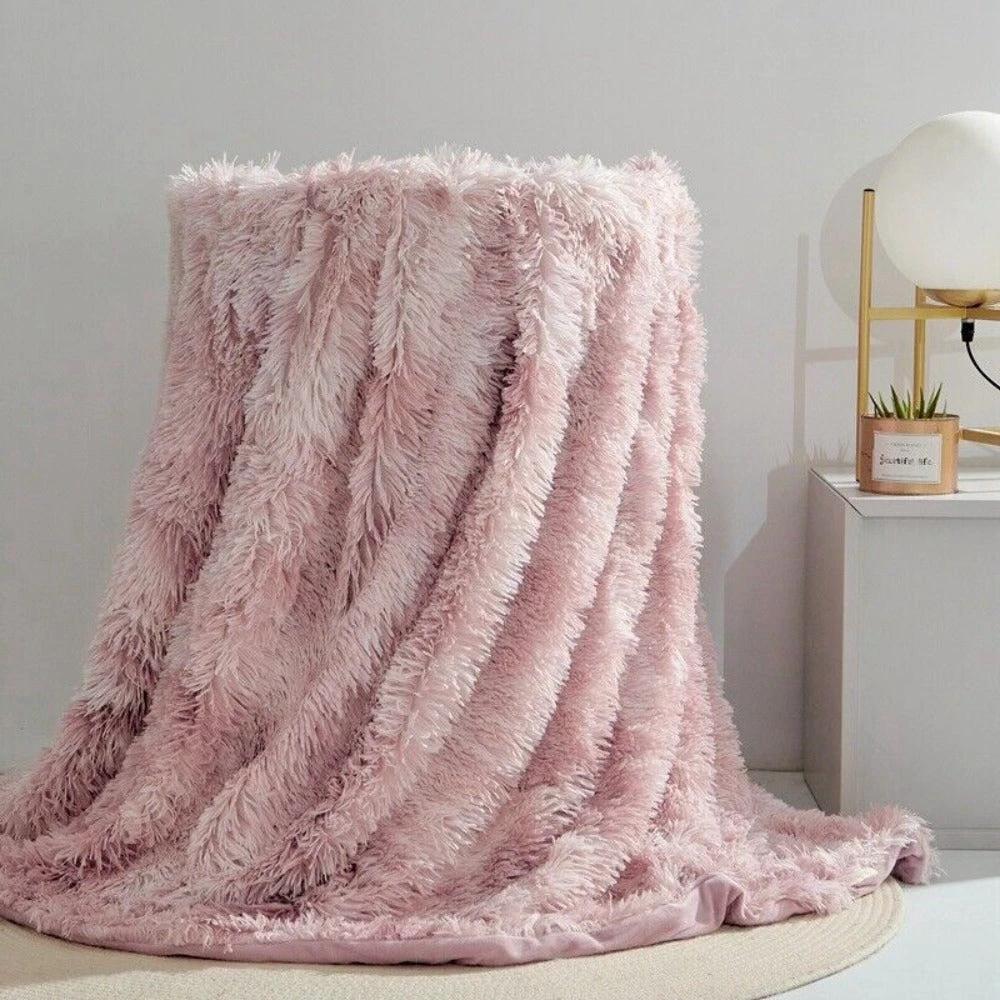 Fuzzy Faux Fur Blanket Throw by Casa & Beyond