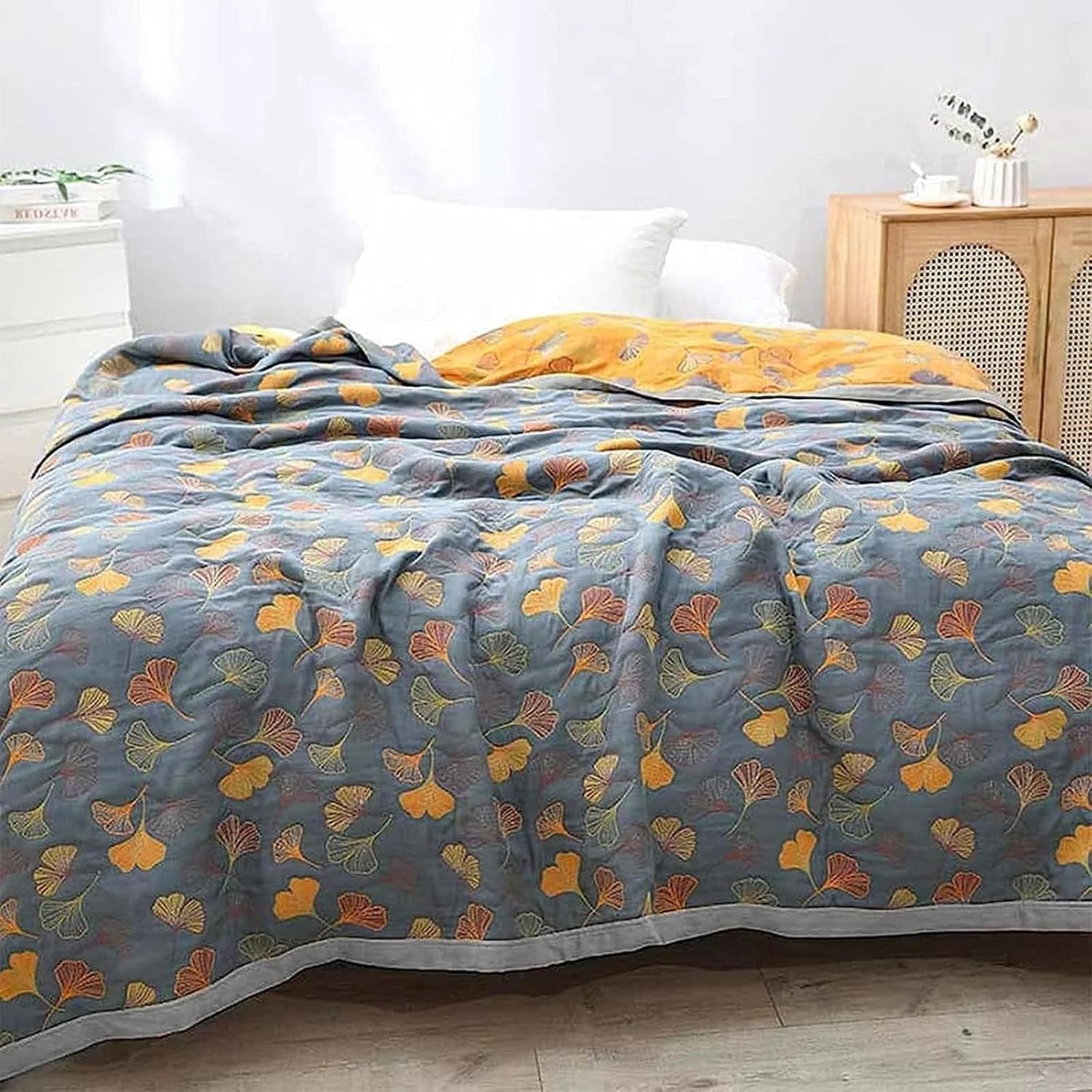 Ginkgo Leaf Throw Blanket by Casa & Beyond