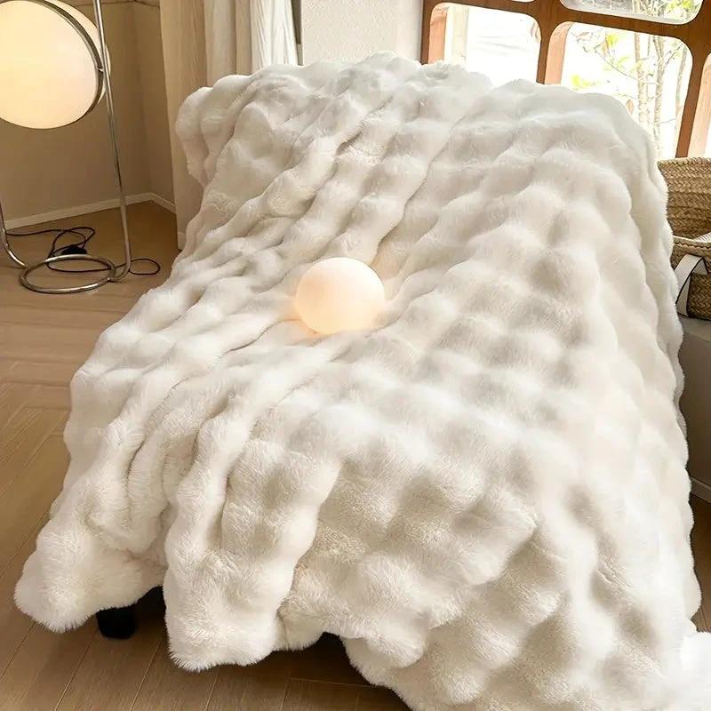 Rabbit Faux-Fur Blanket Throw by Casa & Beyond