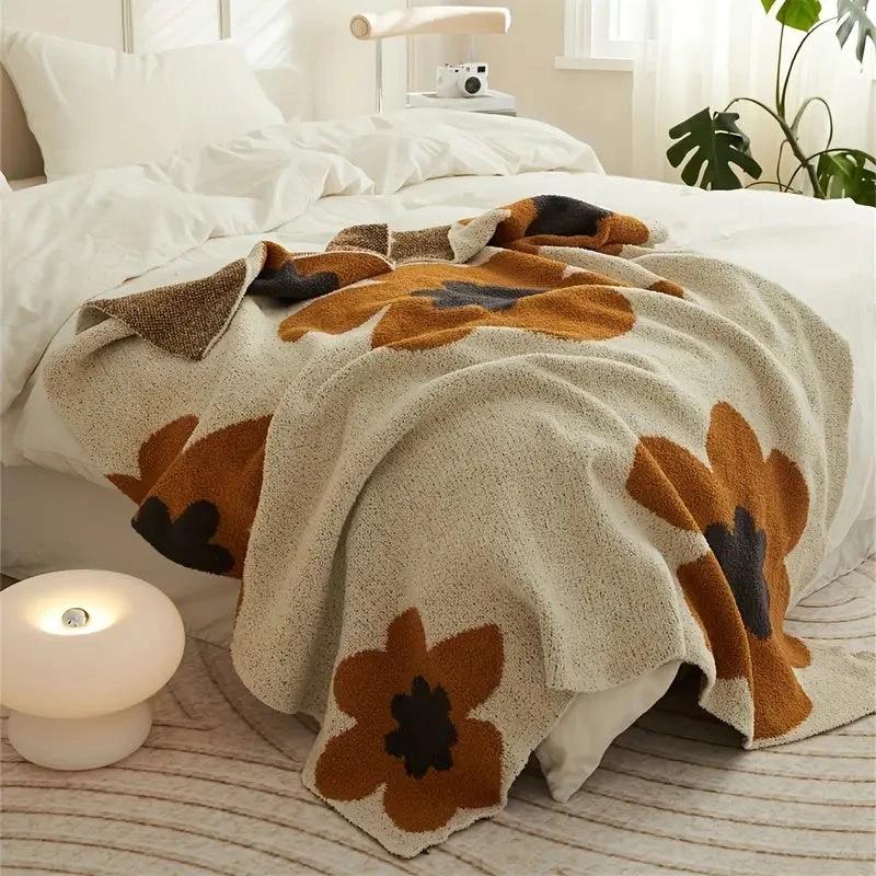 Aurora Bloom | Floral Knitted Blanket by Casa & Beyond