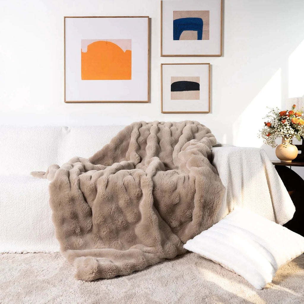 Rabbit Faux-Fur Blanket Throw by Casa & Beyond