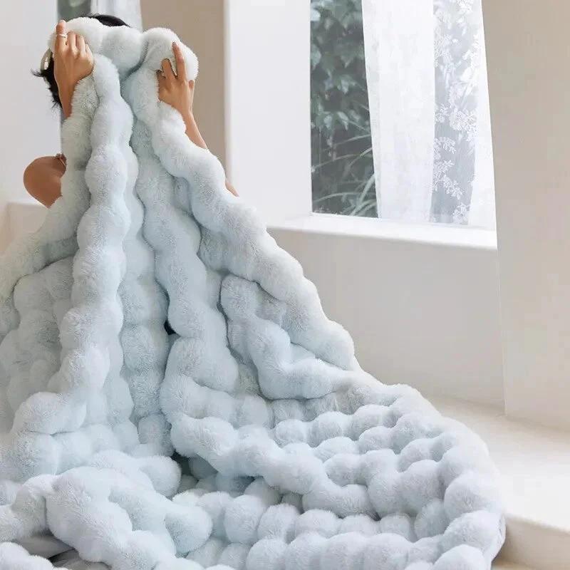 Rabbit Faux-Fur Blanket Throw by Casa & Beyond