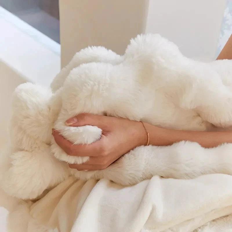 Rabbit Faux-Fur Blanket Throw by Casa & Beyond