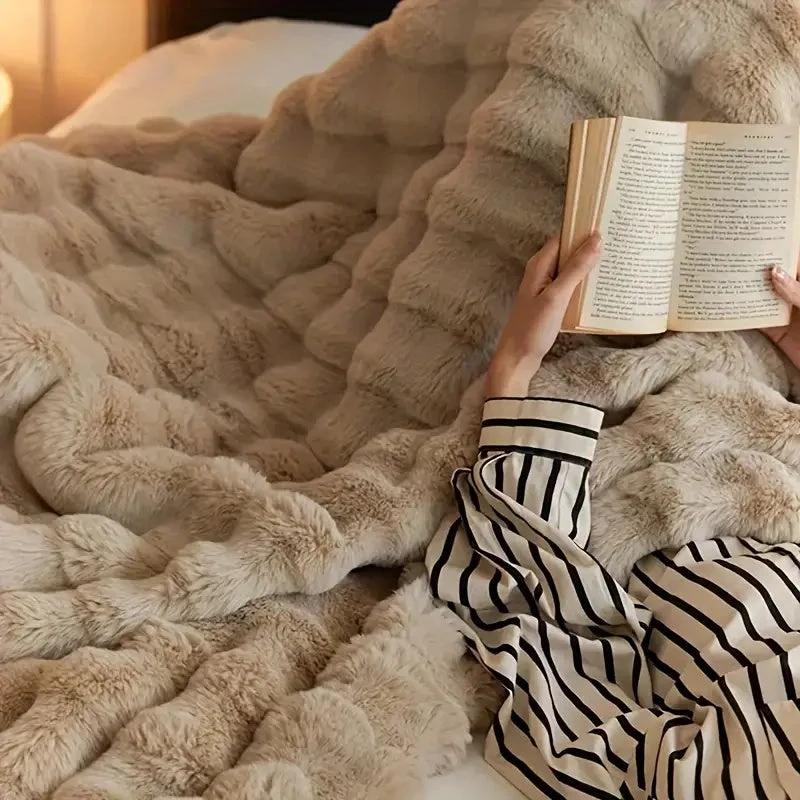Rabbit Faux-Fur Blanket Throw by Casa & Beyond