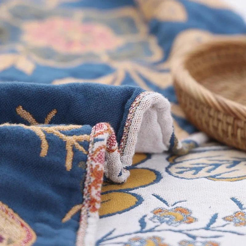 Rustic Artistic Flora Blanket | 100% Floral Cotton Blanket by Casa & Beyond