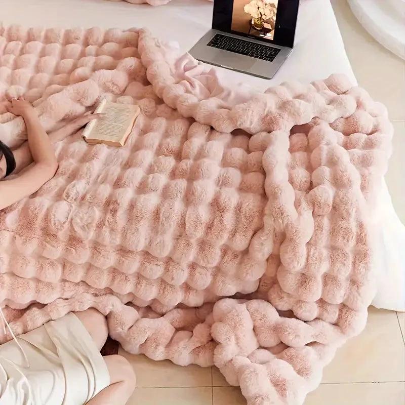 Rabbit Faux-Fur Blanket Throw by Casa & Beyond