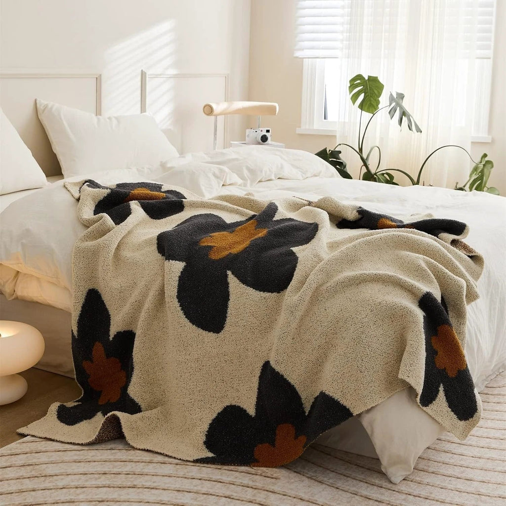 Aurora Bloom | Floral Knitted Blanket by Casa & Beyond