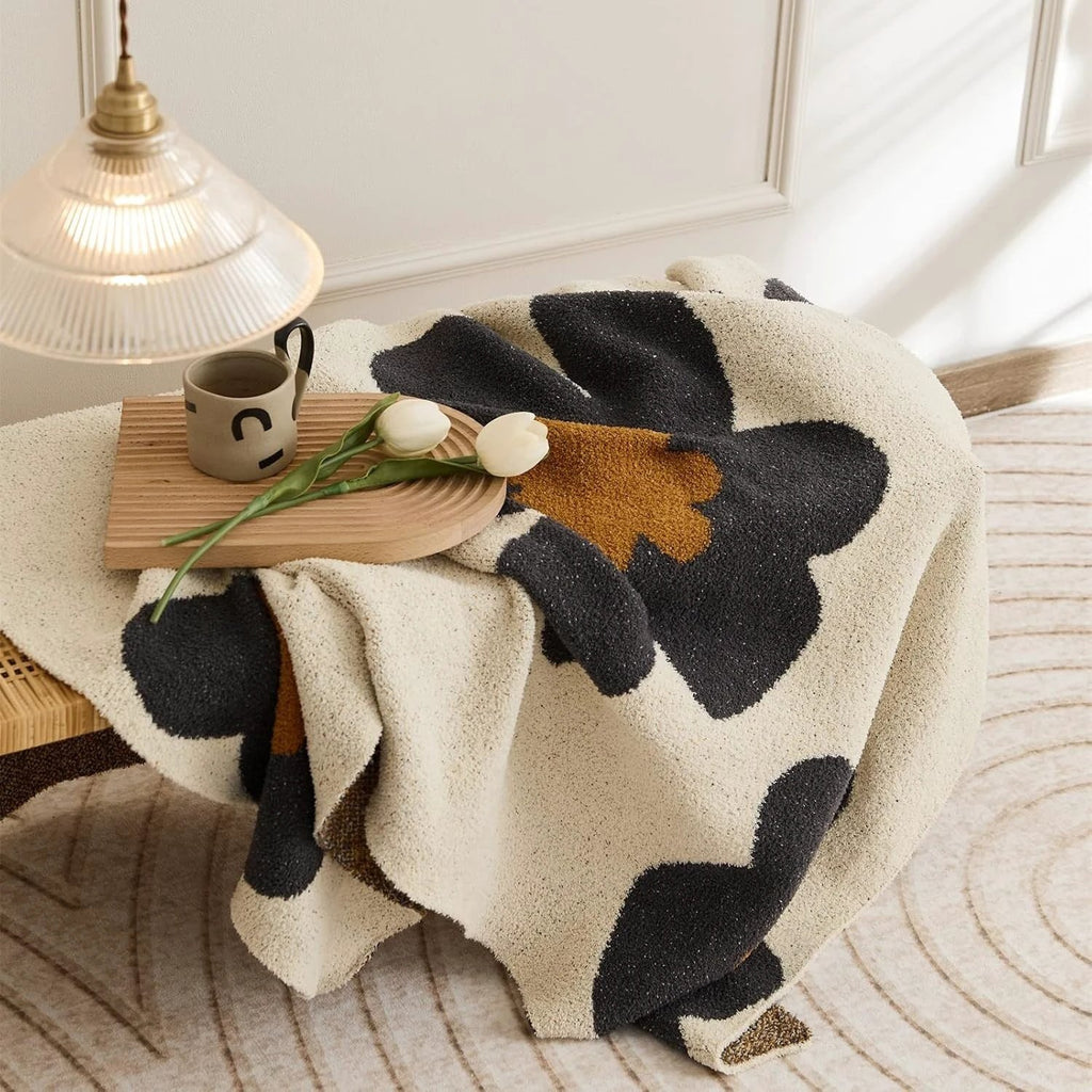 Aurora Bloom | Floral Knitted Blanket by Casa & Beyond