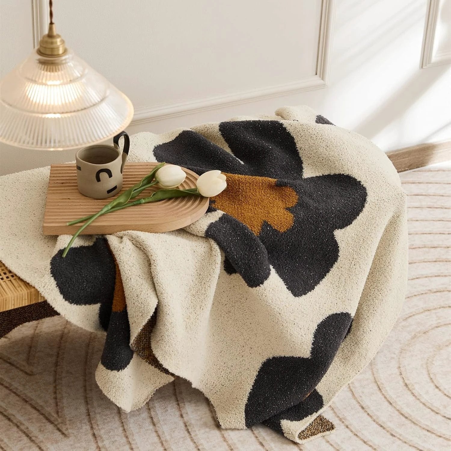 Aurora Bloom | Floral Knitted Blanket by Casa & Beyond