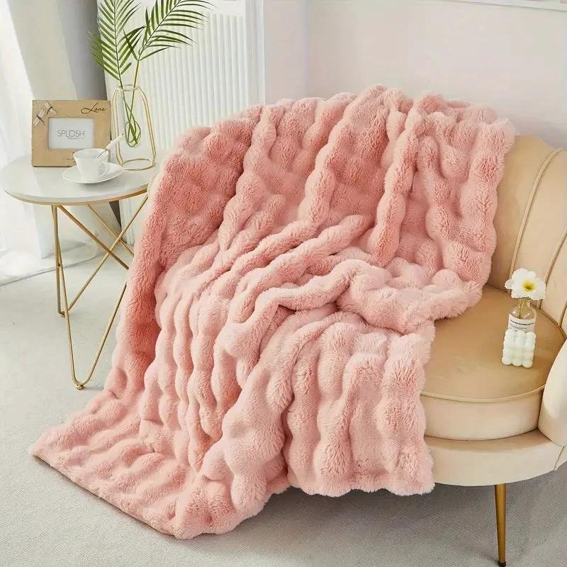 Rabbit Faux-Fur Blanket Throw by Casa & Beyond