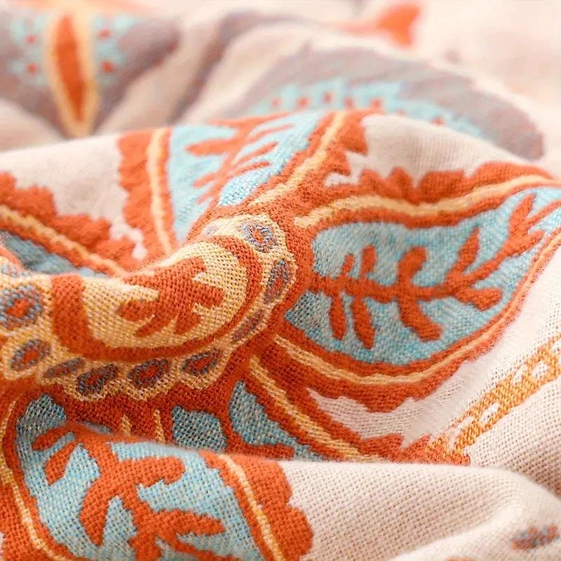 Rustic Floral Boho Blanket | 100% Cotton Floral Blanket by Casa & Beyond