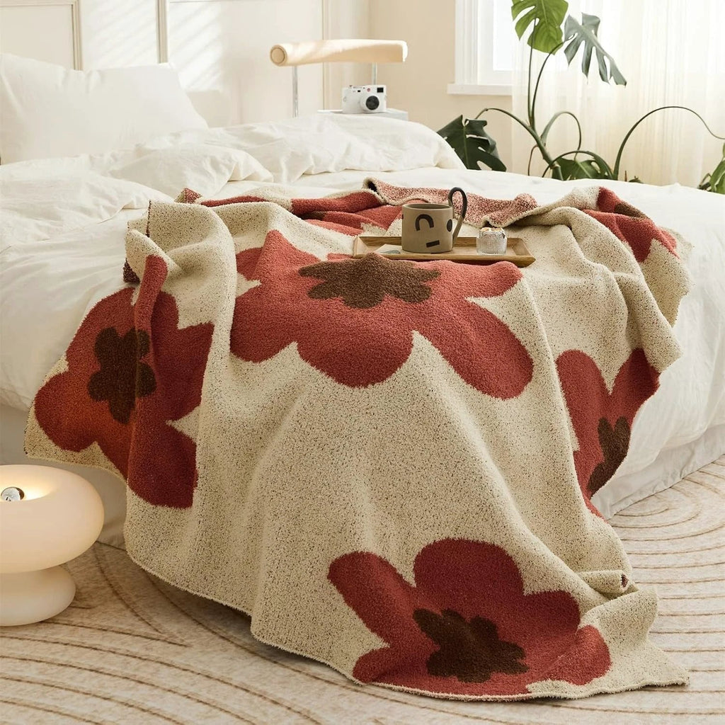 Aurora Bloom | Floral Knitted Blanket by Casa & Beyond
