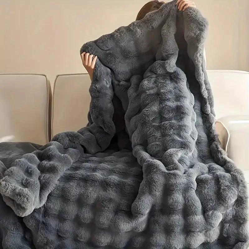Rabbit Faux-Fur Blanket Throw by Casa & Beyond