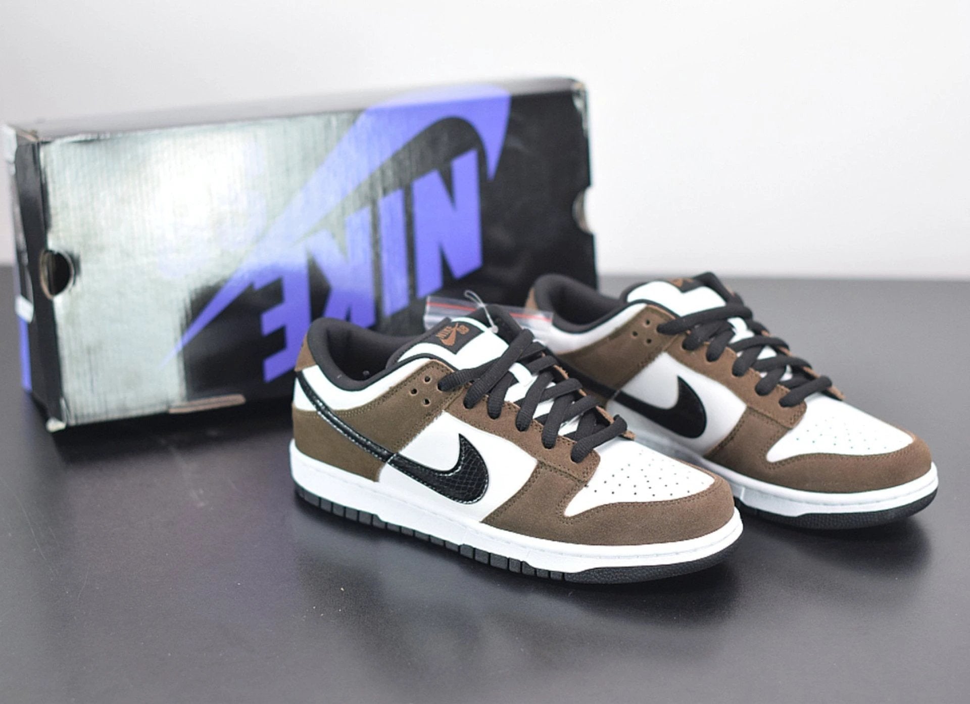 SB Dunk Low White Black Trail End Brown by Air Jordan