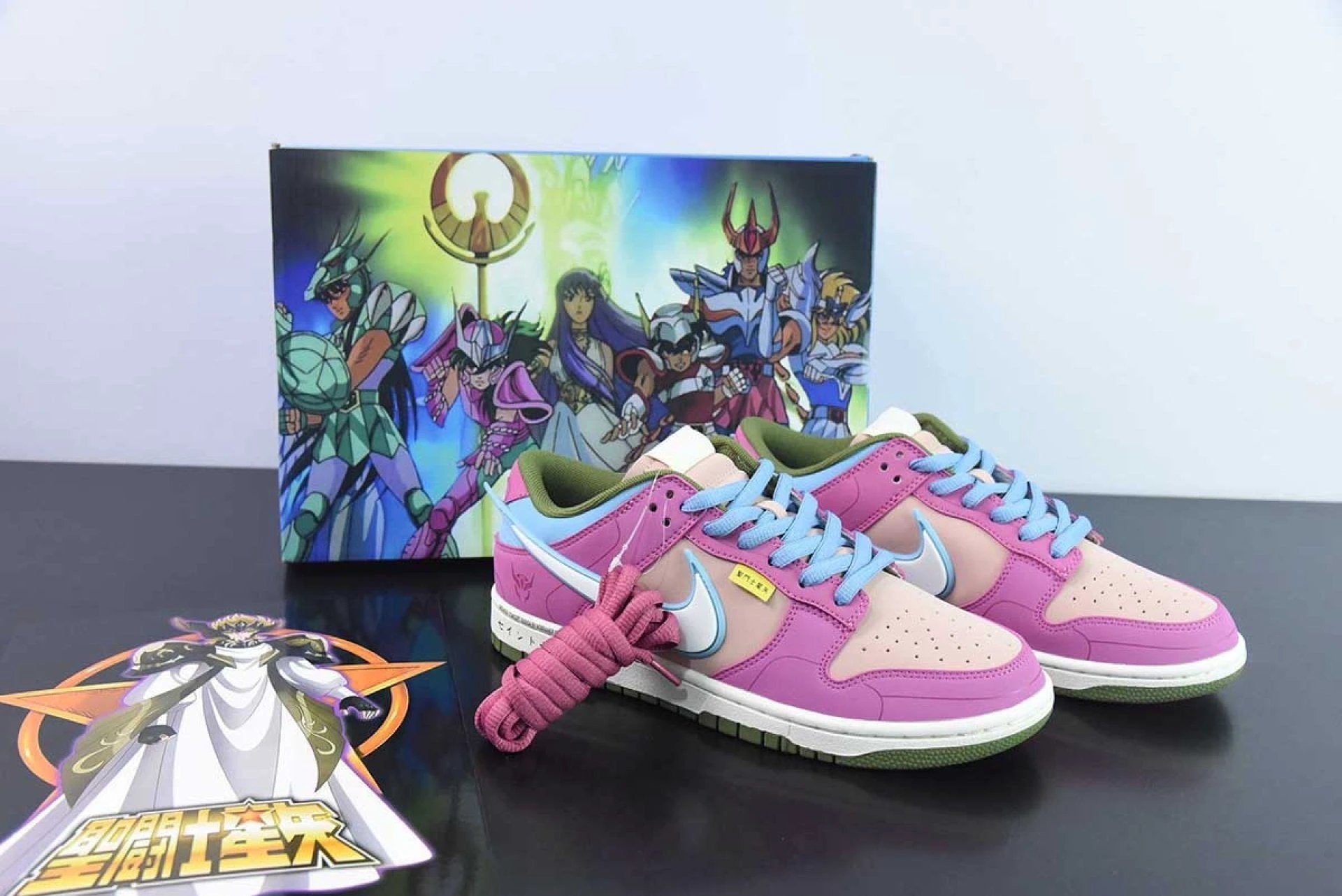 Saint Seiya x Nike Dunk Low Custom Purple Pink White by Air Jordan